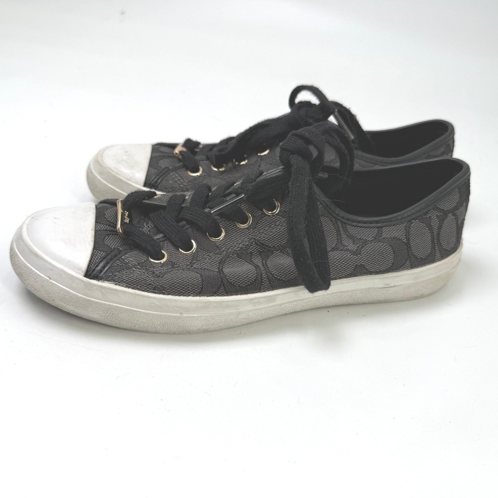 Coach Empire Sneakers Women 7.5B Signature Monogram Black Designer Streetwear
